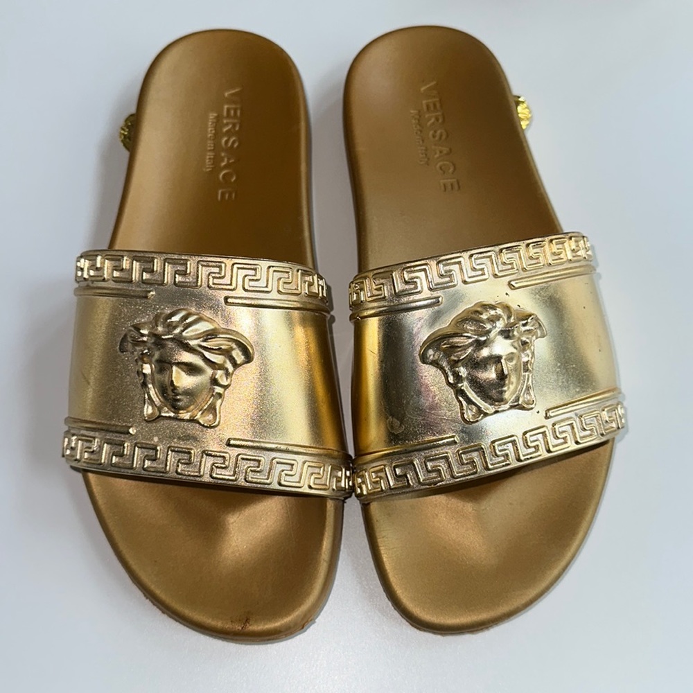 Versace beautiful shiny gold slides